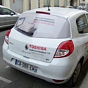 Une voiture de Toshiba TFIS Ile-de-France à Boulogne-Billancourt début mars.
